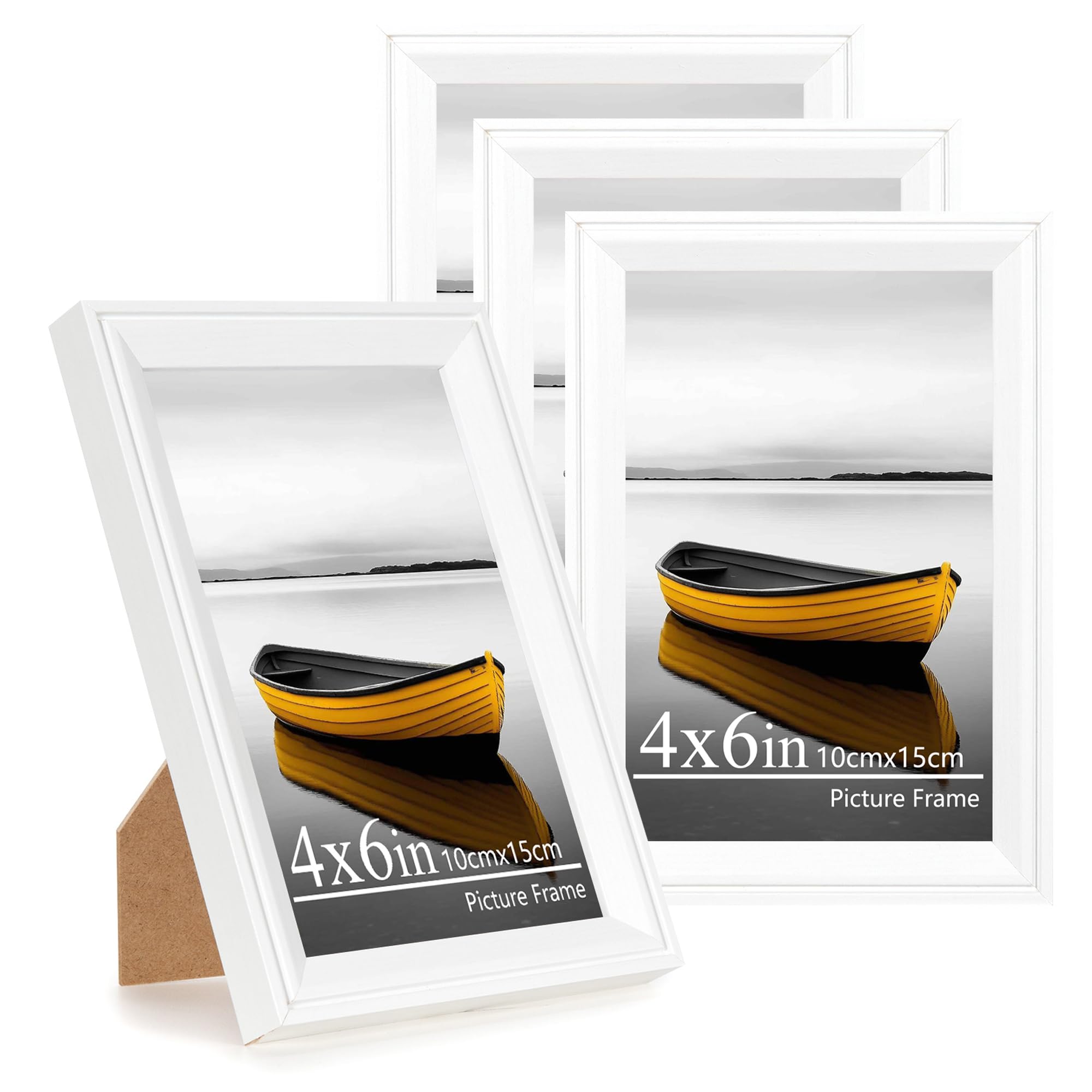Baoee White 4X6 Picture Frame,Set Of 4,Photo Frame With Acrylic Glass,Poster Frame