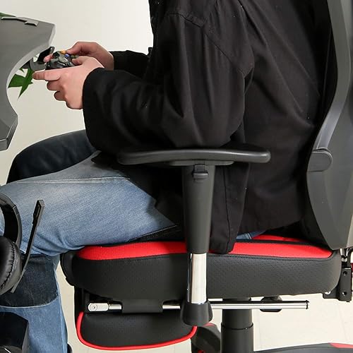 Miniatura 10 de Fuji Boeki 19429 Gaming Chair, Personal Chair, Width 27.0 x Depth 25.8 x Height 46.5 - 49.2 inches (68.5 x 65.5 x 118 - 125.5 cm), Red, Mesh with