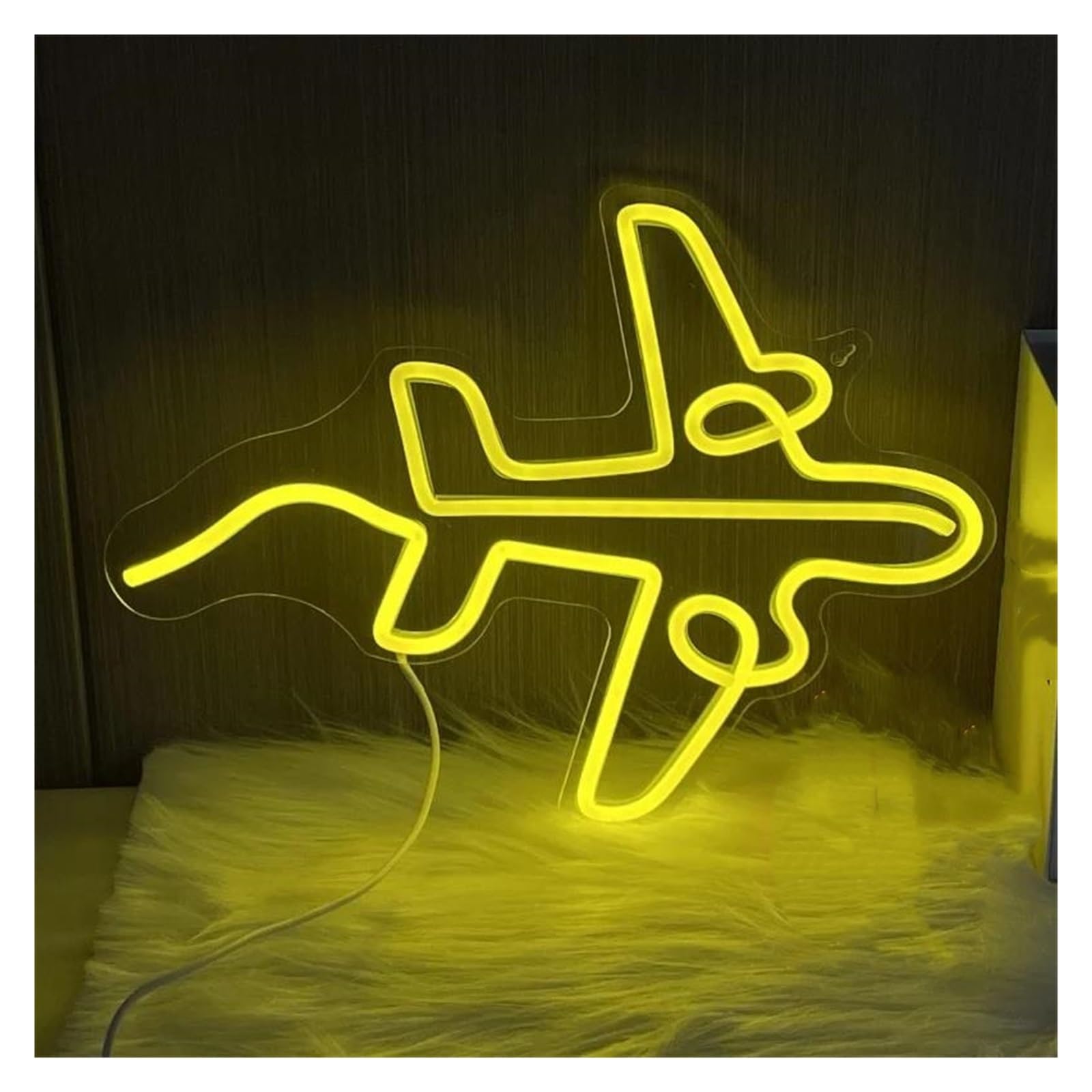 LEMST Sign Lamp Aircraft Neon Lights, Suitable for Travel Themed Rooms, Offices, USB Powered 33x25cm