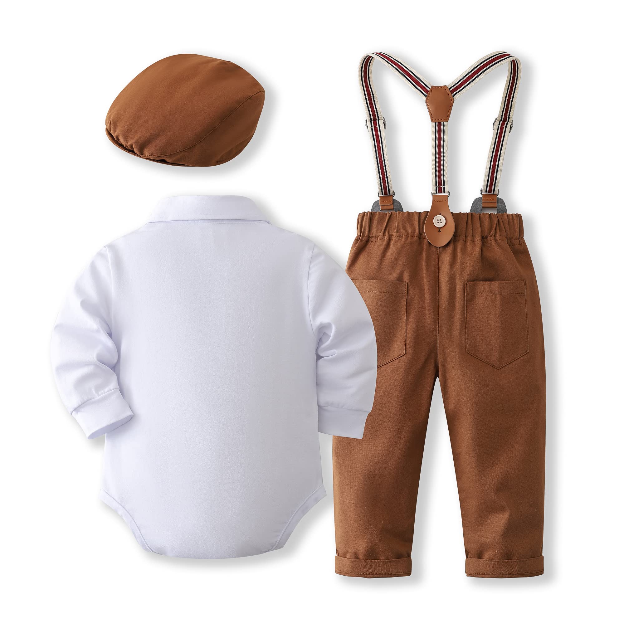 Kimocat Baby Boys Clothes Sets Long Sleeve and Pants Gentleman Outfit Suits (White, 12-18 Months)