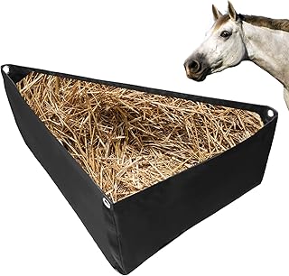 Horse Corner Hay Feeder, Goat Corner Feeder with Mesh Bottom and Metal Snaps, Horse Hay Feeder Fit for Horse Trailer Stall, Hay Bag Horse Trailer