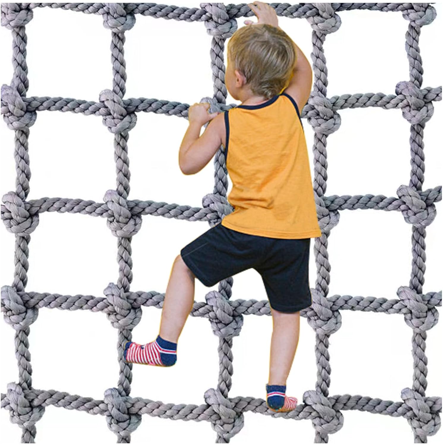 Climbing Cargo Net, 100x100cm Safety Rope Netting for Playground & Treehouse, 15cm Mesh, 6mm Thick - Outdoor Adventure Safety Net for ' Fun & Safety