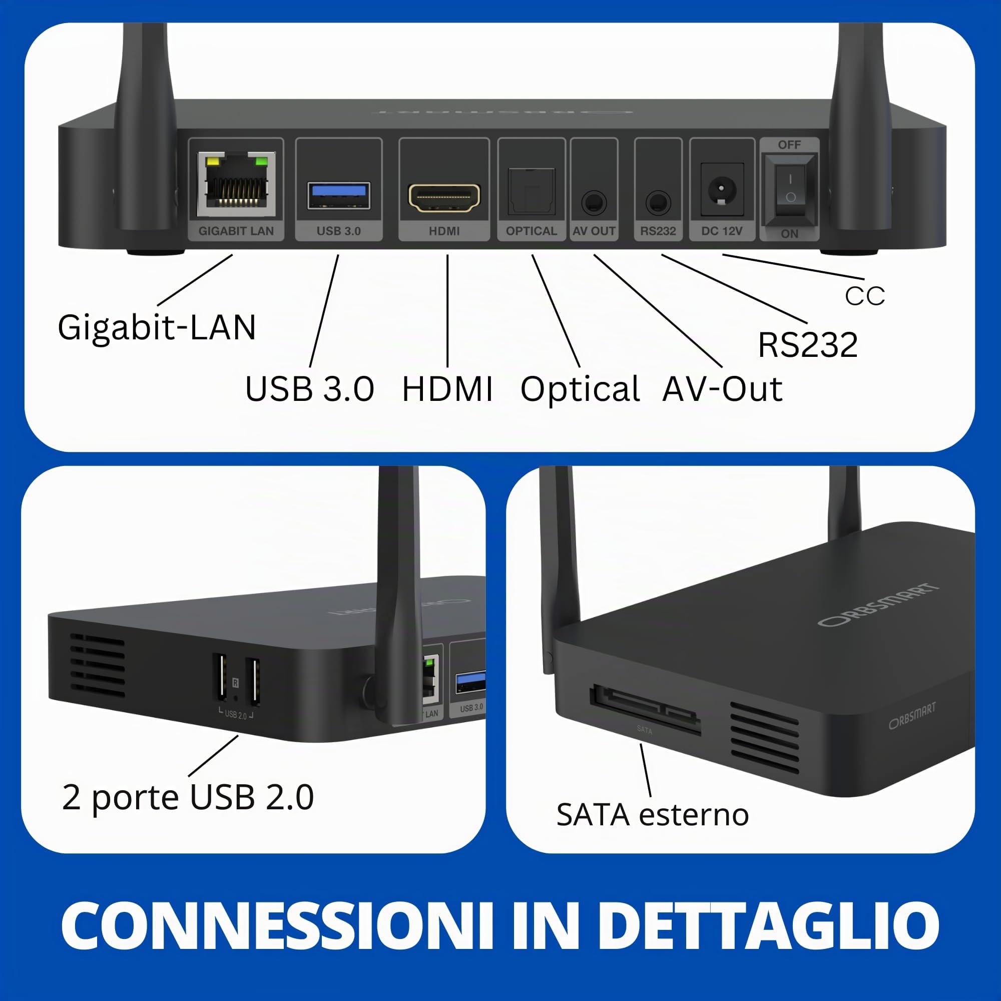 Orbsmart R82 Media Player 4K per Home Cinema | Video HDR10+ & AV1, Suono Surround 3D DTS:X Passthrough | Supporto Completo Menu ISO Blu-ray, BDMV, MKV | Wi-Fi 6, USB 3.0