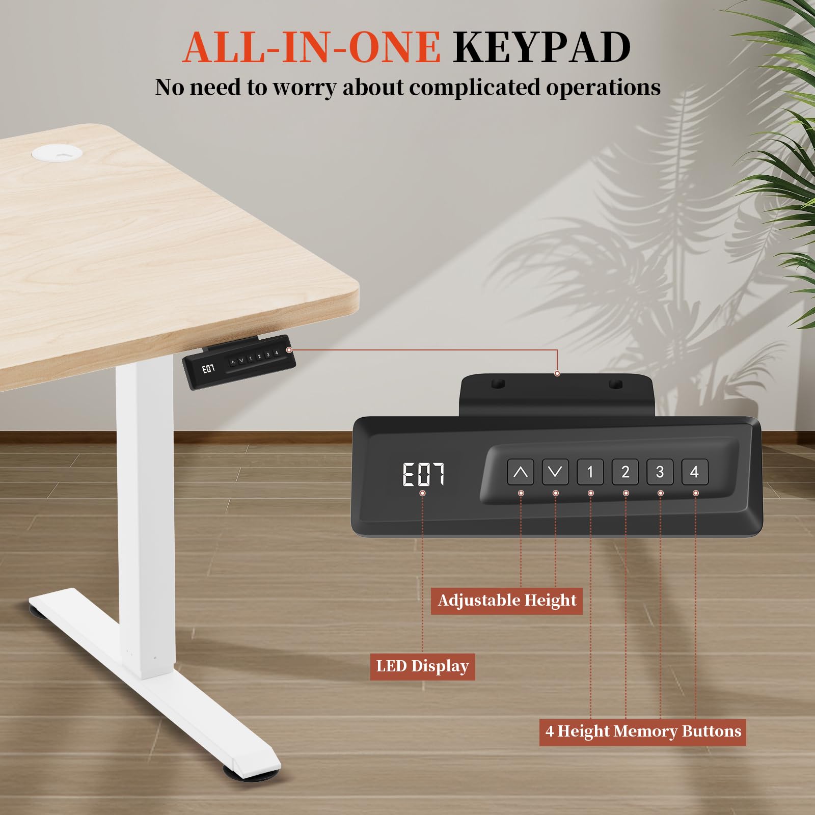 TRIUMPHKEY Scrivania Regolabile in Altezza,160x70cm Pezzo Intero Elettrica Scrivania per Computer con 4 Funzione di Memoria,Scrivania da ufficio,Standing Desk 71-119cm,Beige