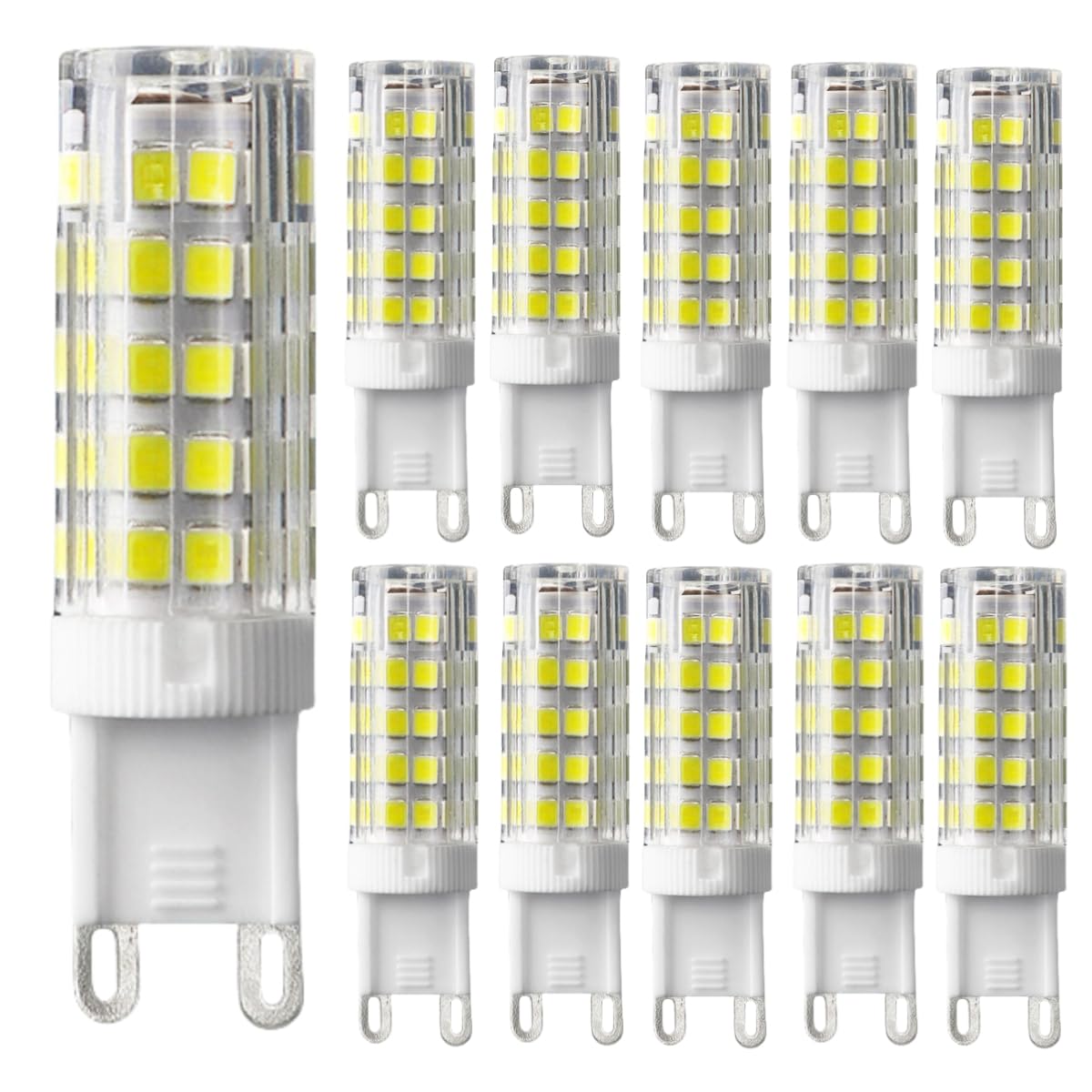 KitaBulb G9 LED Bulbs, 7W Warm White 3000K 220-240V AC, No Flicker Non-Dimmable, Equivalent to 70W G9 Halogen Light Bulbs, for Home Lighting, Crystal Chandelier, 10 Pack