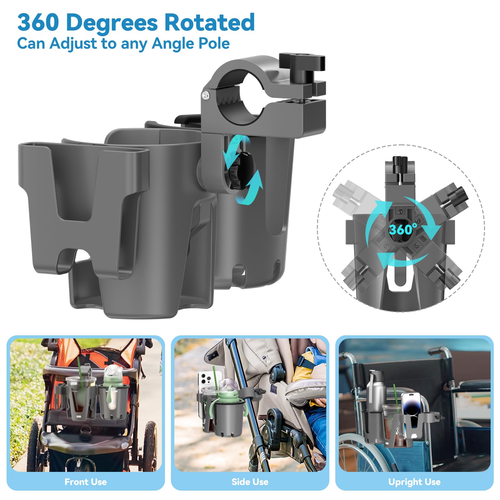 LIONELO OVE Portabibite 2 In 1 Per Passeggino - Con Portatelefono E Fissaggio 360° - Foto 6