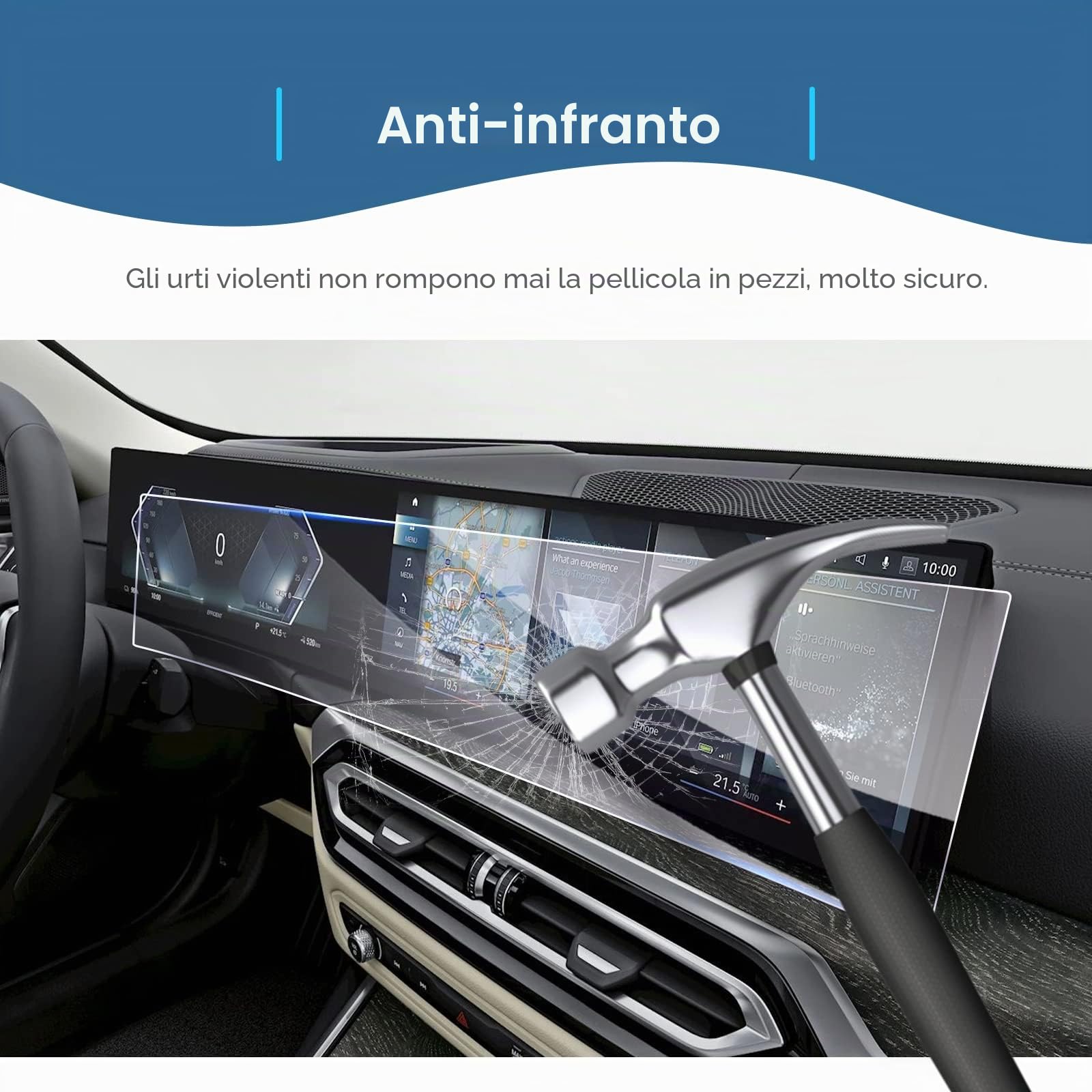 GAFAT Compatibile con BMW i3 i4 i5 i7 iX X5 X6 X7 XM iDrive 8 2022 2023 2024 Pellicola Protettiva, Pellicola in Vetro Temperato per iDrive 8 Navigation + Cockpit, Antiurto, 9H Anti Graffio
