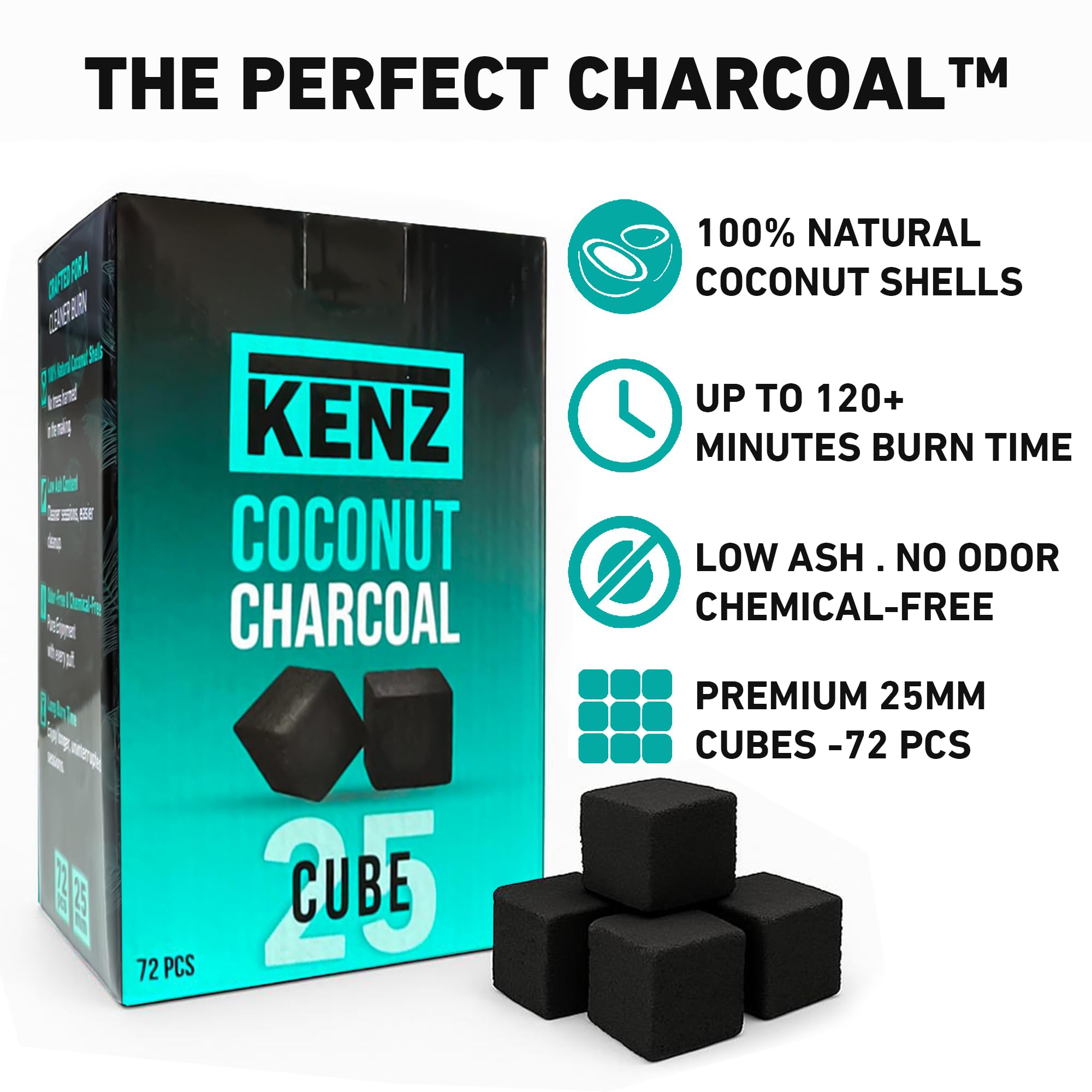Amazon.com: KENZ Coconut Charcoal Cubes 25 mm — 100% Natural, Low