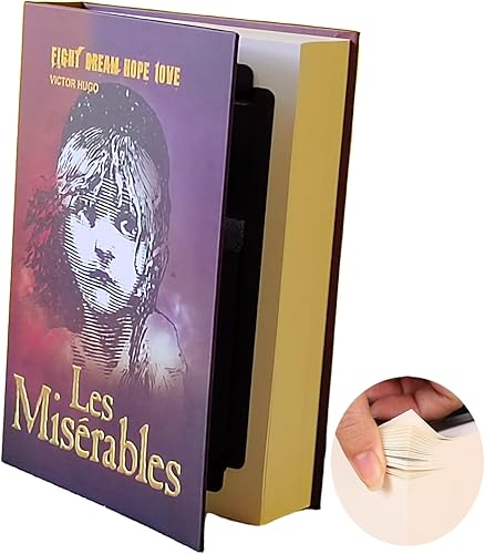 Miniatura 5 de Caja fuerte con cierre de libro de papel real con cerradura de llave, diccionario secreto oculto (Les Miserables)