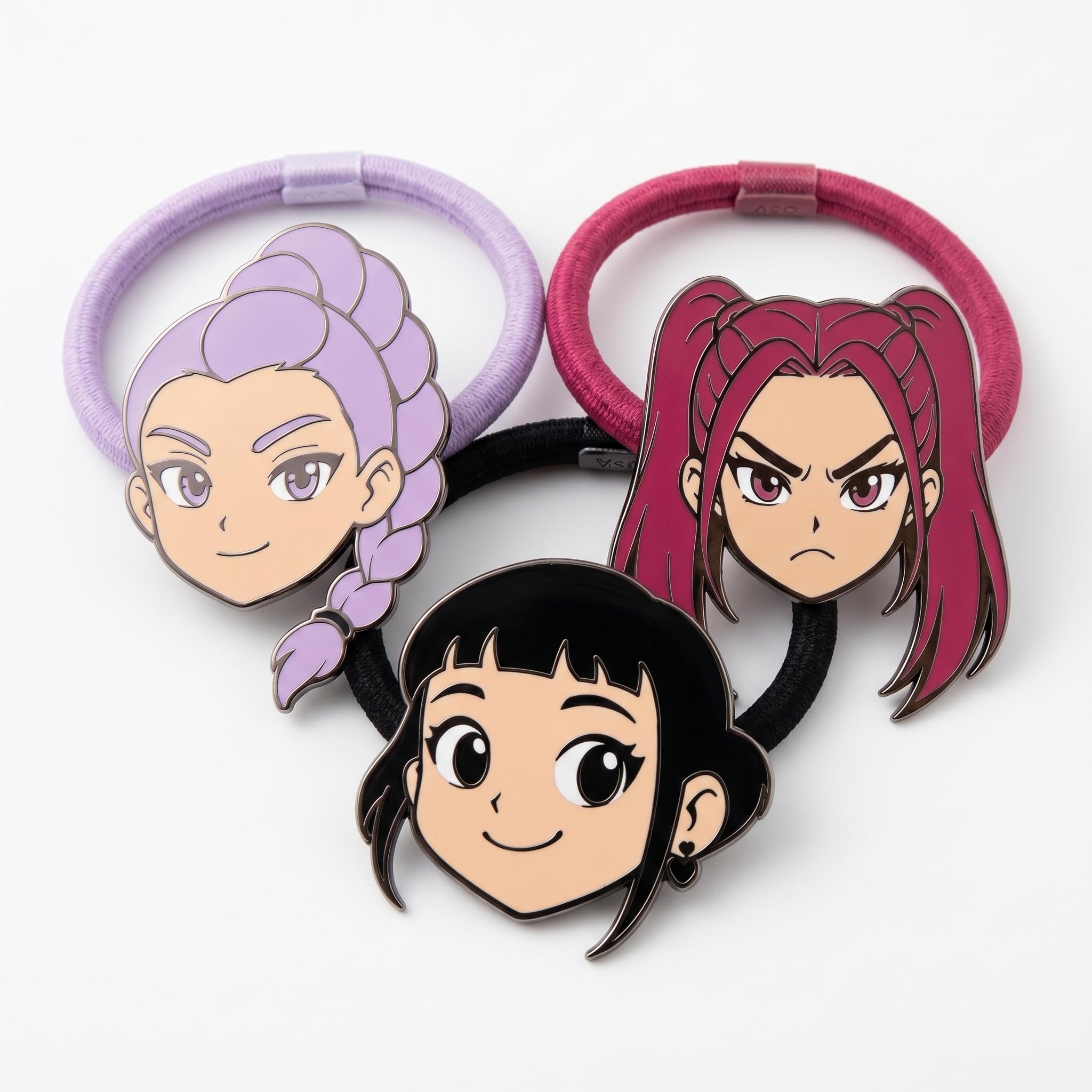 Vikson International K-Pop Demon Hunter Multicolor Hair Ties for Women | Set of 3 Pop Style Elastic Ponytail Holders with Secret Back Loop | Modern Witch Aesthetic Hair Accessories-image-21