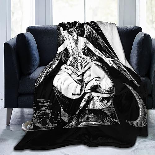 Baphomet - Manta satánica de forro polar para iglesia ultra suave, micromanta para ropa de cama, decoración de sala de estar, sofá, manta de 40 x 30