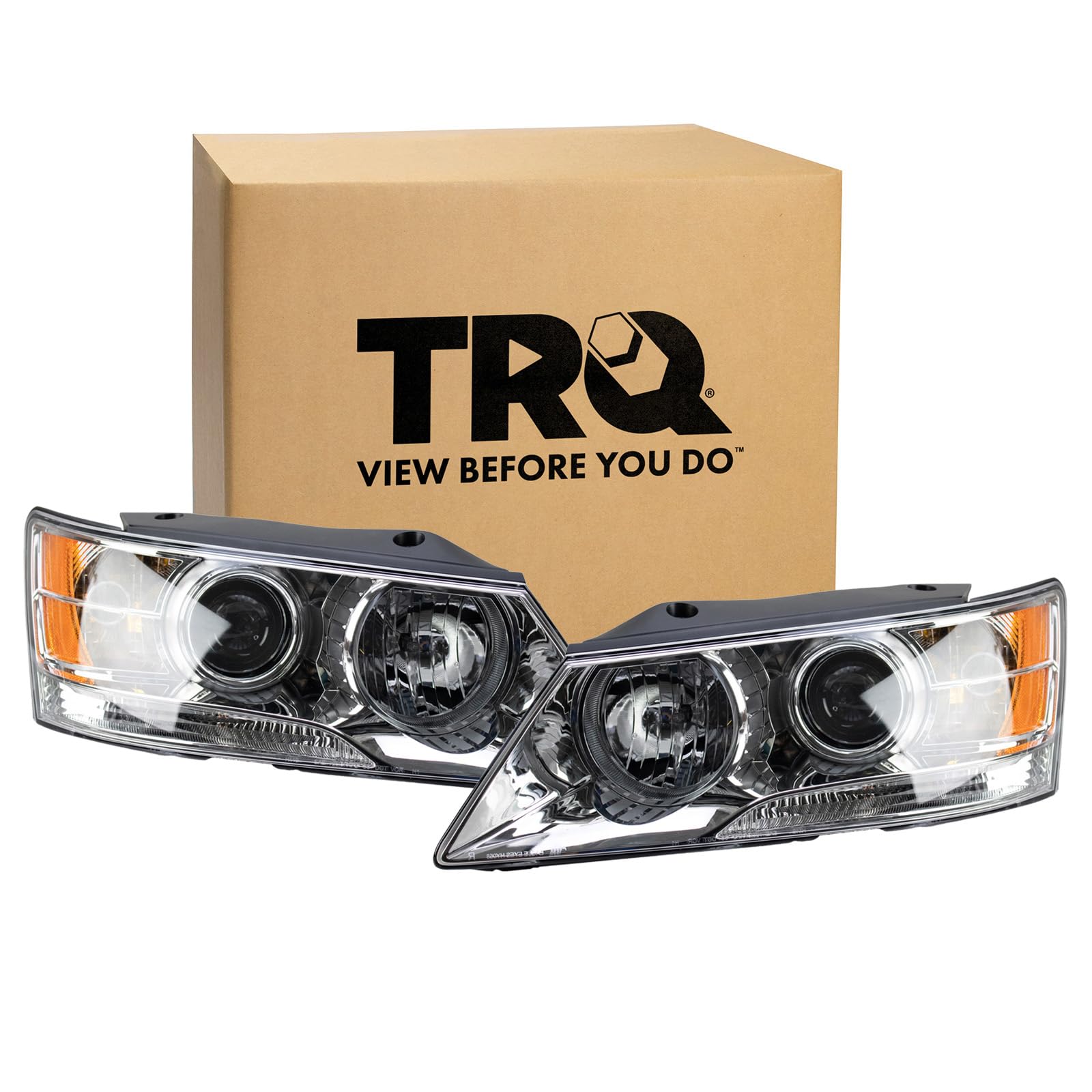 TRQ 2 Piece Headlight Assembly Set Driver &amp; Passenger Side Compatible with 2009-2010 Hyundai Sonata HY2502148 HY2503148