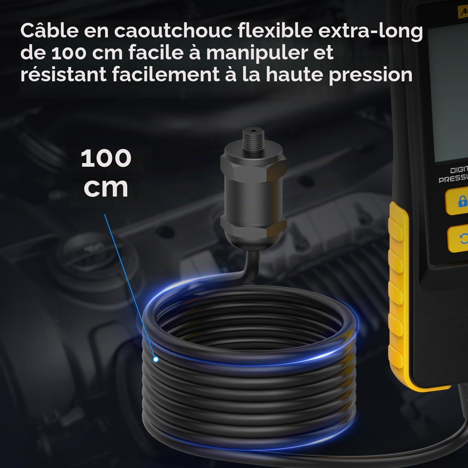 AUTOOL PT610 Compressiometre Essence, Moteur Testeur de Compression 0-426PSI 0~29bar, Compatible avec Toutes les Voitures camions et Motos, Cylindre Fuite Testeur, Coffret de Compressiomètre Kit