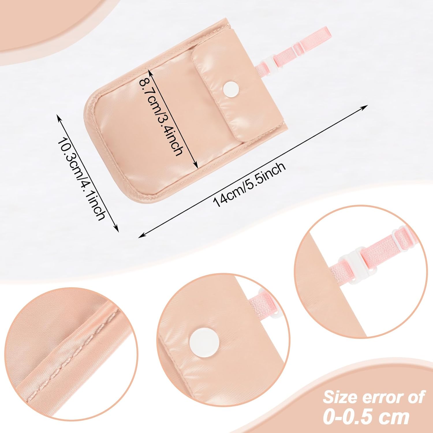 2 Pieces Travel Bra Wallet for Women Hidden Bra Wallet Pickpocket Proof Under Clothes Money Belt Pouch Secret for Passport Money Valuables(4 x 5.4 Inch,Black, Pink) - Image 2