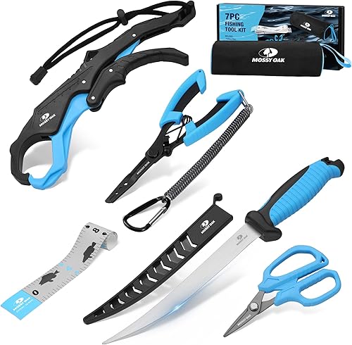 Miniatura 12 de Mossy Oak Kit de Herramientas de Pesca - Alicates de Pesca, Sujetador de Labios de Pescado, Removedor de Anzuelos de Pesca Multifuncional con Funda
