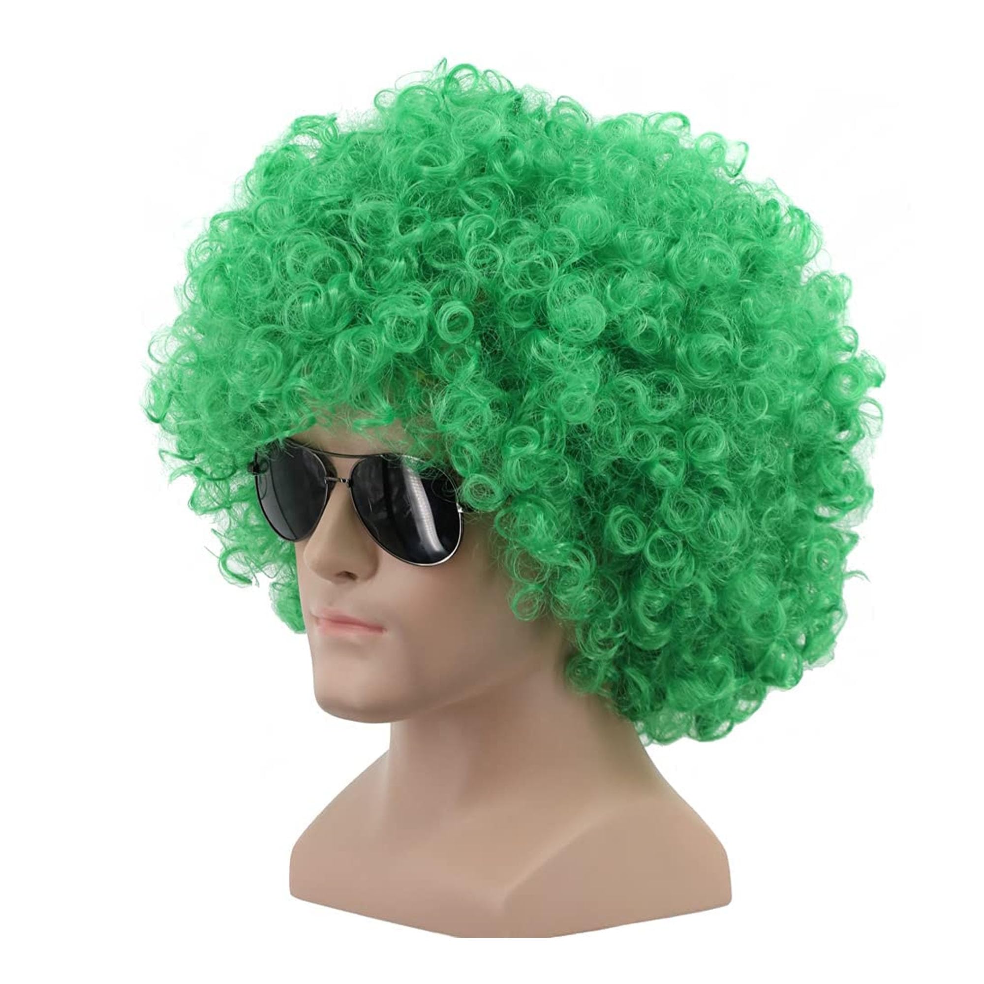 Lalantopparties Green Fancy Hair Wig Curly Clown Funky Disco Malinga Wig For Men And Women For Celebration, DJ Party, IPL Matches, Fancy Dress and Birthday Party, Pack of 1-image-5