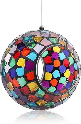 Miniatura 11 de Yinns Comederos de vidrio para pájaros colgantes en el exterior, comedero para pájaros con forma redonda solar para decoración de jardín de patio