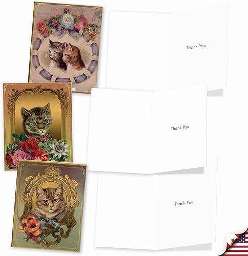 Miniatura 3 de The Best Card Company Juego de 10 tarjetas de agradecimiento surtidas de 4 x 5.12 pulgadas con sobres (10 diseños, 1 cada uno) marcos felinos