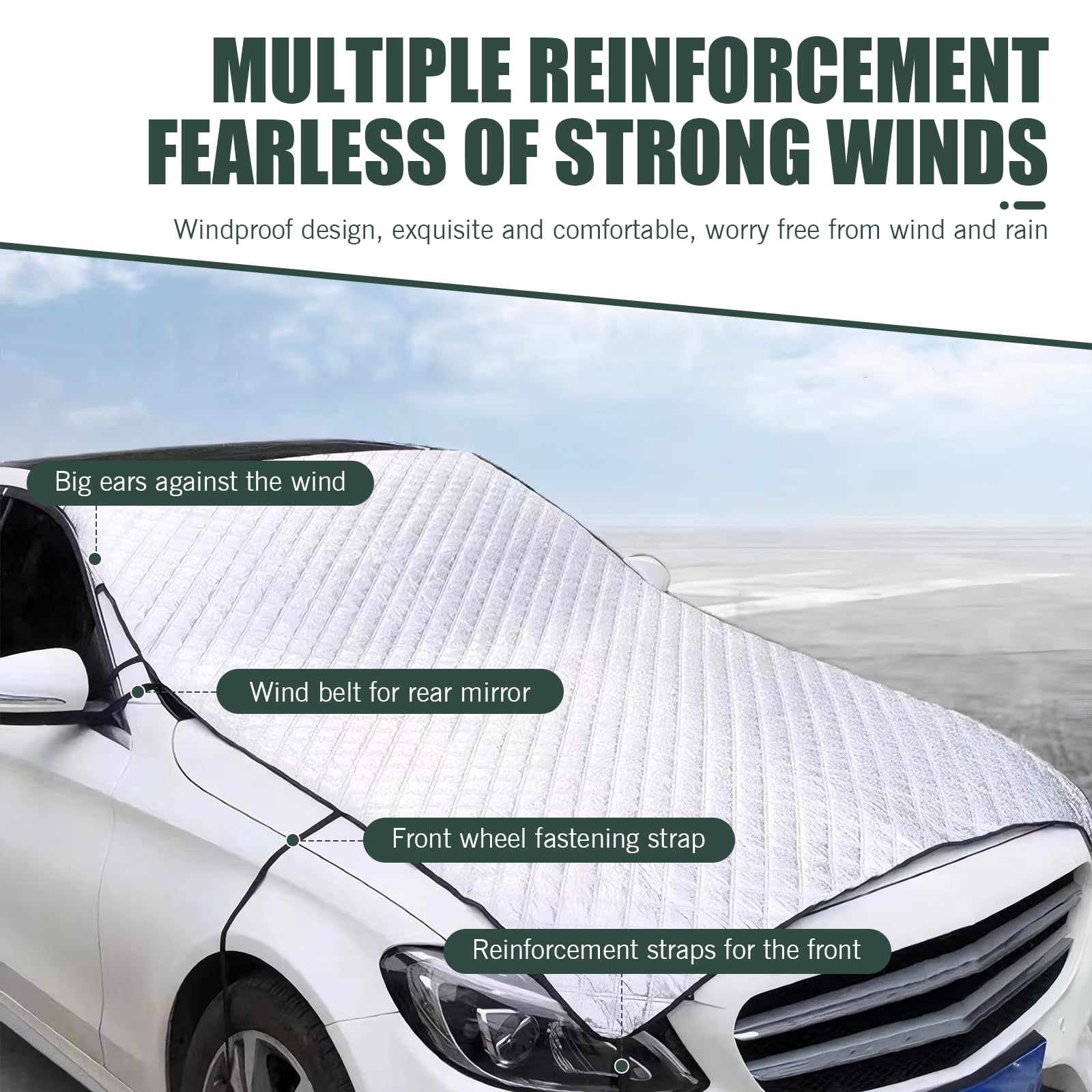 Sinytuto 1 PC Car Half Car Cover Four Seasons Protection Waterproof Dustproof Frostproof Windshield Sunshade Thickened Foldable Portable — view 5