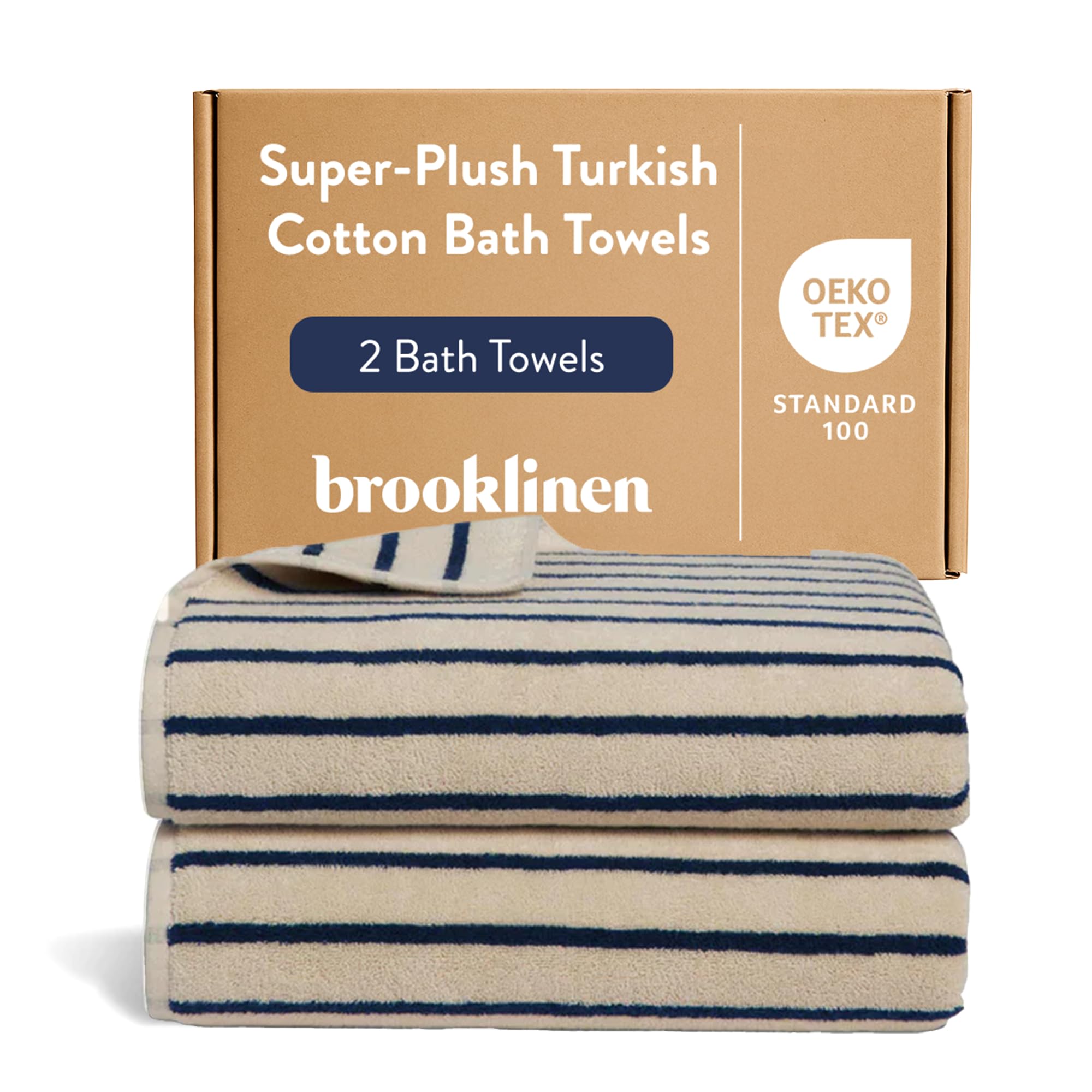 Brooklinen Super-Plush Turkish Cotton Bath Towels - Set of 2 - Cotton, 820 GSM, Highly Absorbent, Machine Washable, Perfect for Home & Bathroom (30" x