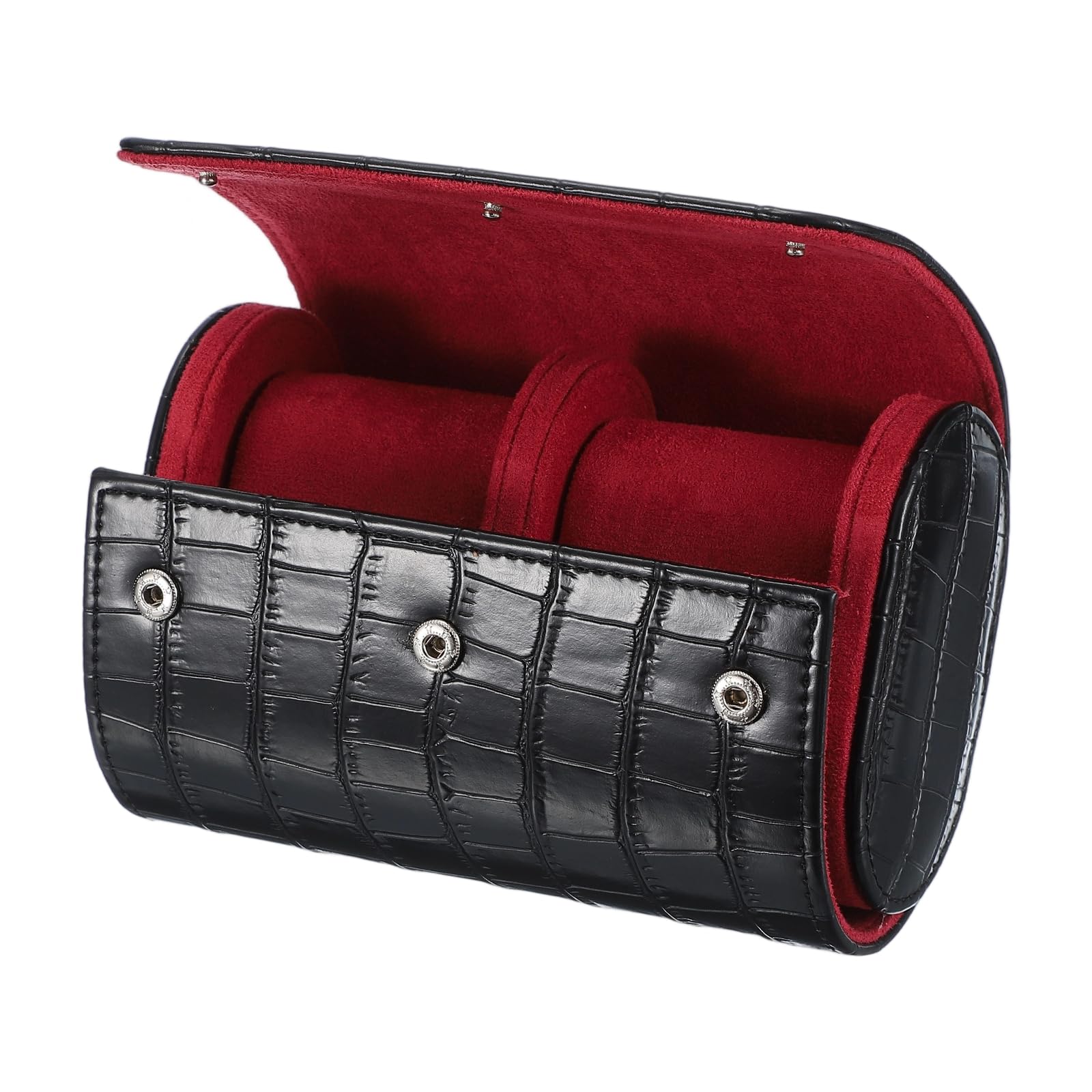 Étui de voyage sourcing map pour montres, 2 emplacements, en cuir portable, pour hommes et femmes. Organisateur de rangement avec coussin amovible, idéal pour les voyages et la présentation. Coloris