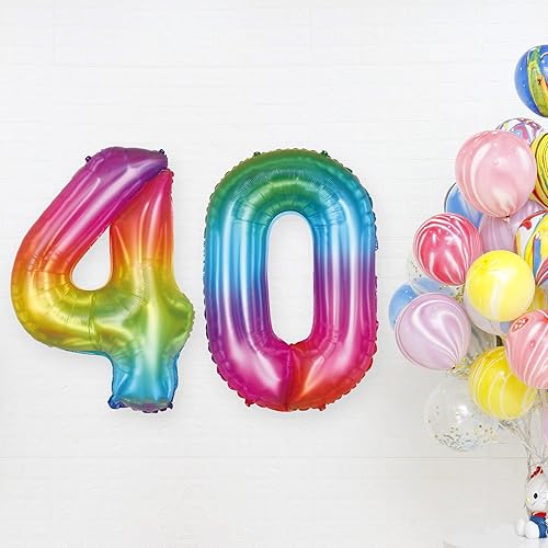 Miniatura 4 de Globos número 40 de 40 pulgadas de jalea de tereftalato de polietileno, globos gigantes para fiestas de 40 cumpleaños y evento de 40 aniversario