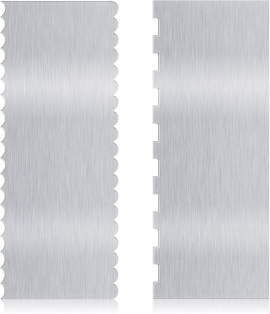Metal Cake Scraper, 2 Pcs Tall Cake Scraper Pastry Scraper Tool Stainless Steel Cake Edge Scraper, 9 Inch Large Cake Scraper for Cake Decorating, Cake Decorating Tools, Cake Smoother for Buttercream