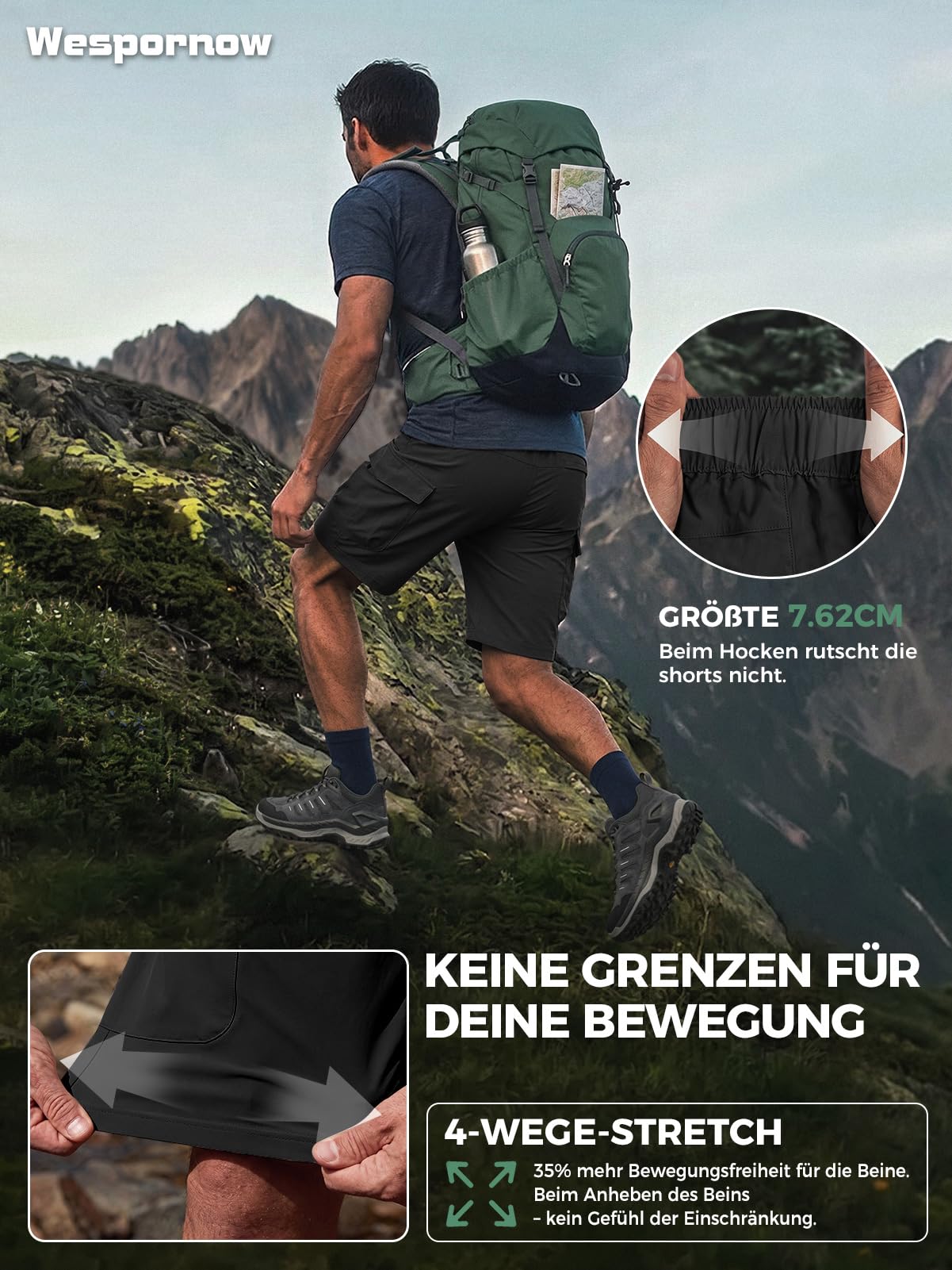 Wespornow Pantalones de Trabajo para Hombres Bermudas Pantalones de Trabajo para Hombres Pantalones de Senderismo Chino Pantalones de Bicicleta de montaña elástica