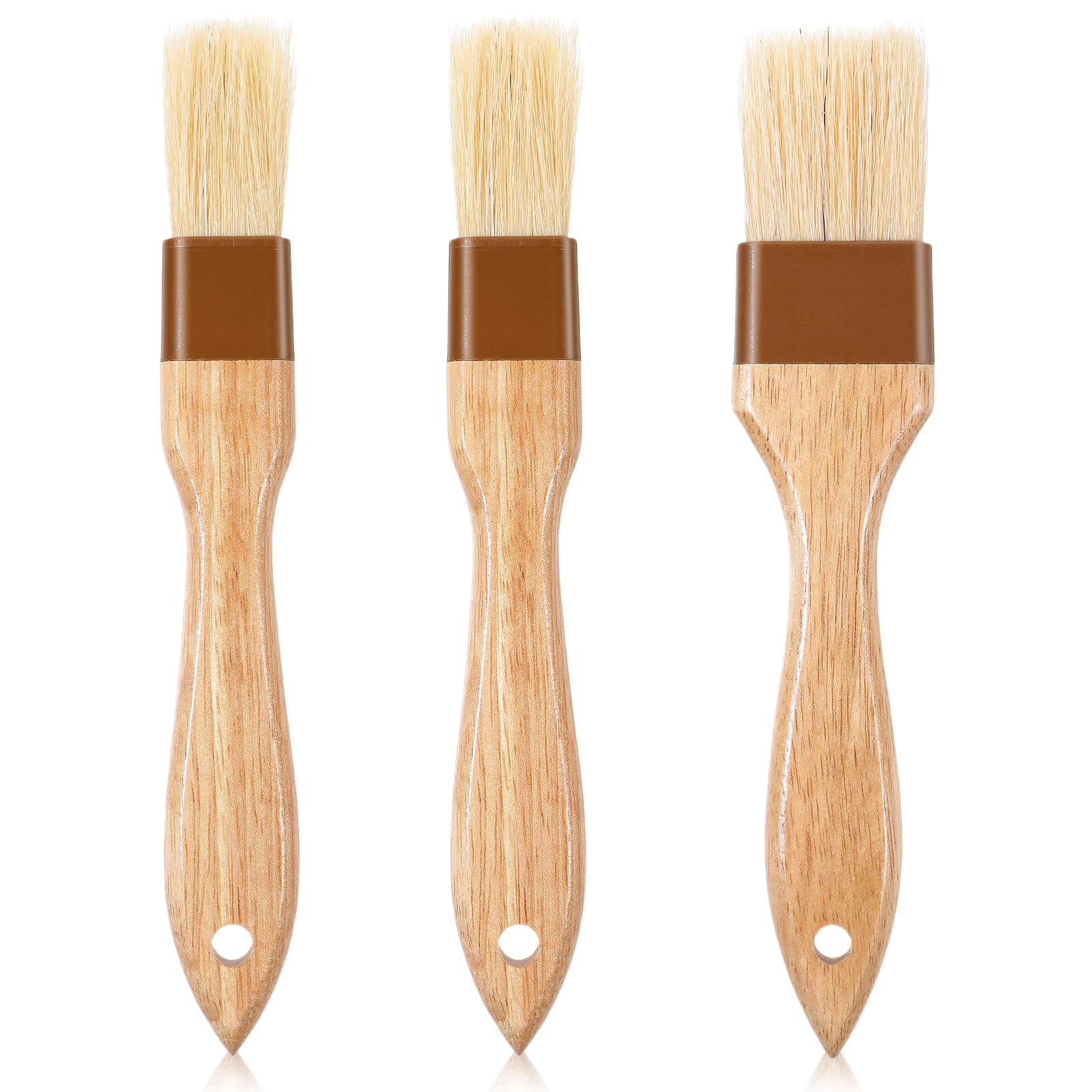Gjinxi 3 x bakkwast 1,5 inch en 1 inch natuurlijke borstel voor het koken boterkwast keuken voedselborstel pastry brush voor olie saus grillborstel bakborstel eenvoudig te gebruiken keukengerei
