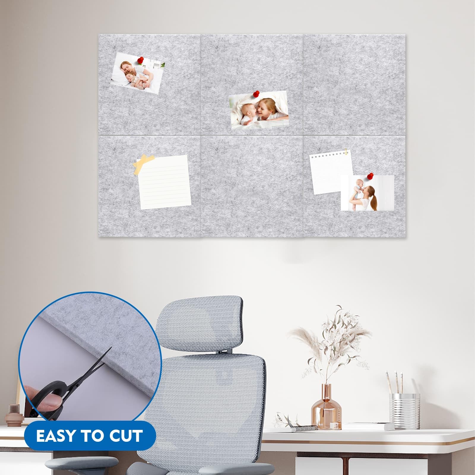 6 Pack Felt Bulletin Board with 100 Pins - Image 3