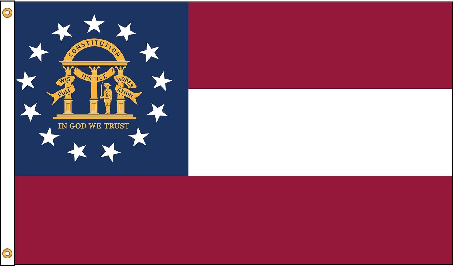 Annin Flagmakers Georgia State Flag USA-Made to Official State Design Specifications, 5 x 8 Feet (Model 141164)