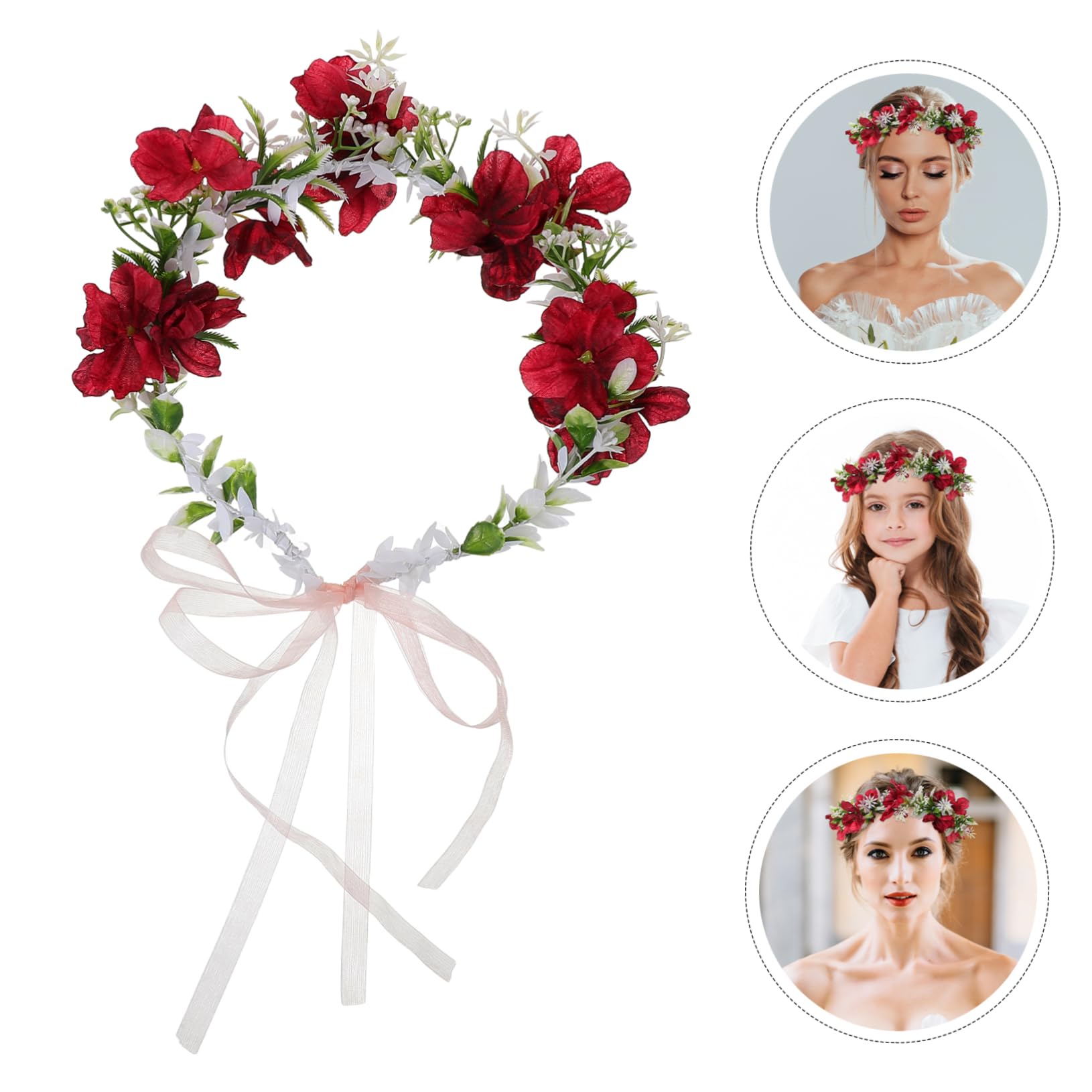 5 Stück Kranz Tiara Blumenstirnbänder Für Frauen Künstliche Blumenkrone Blumenhaarkranz Für Frauen Blumenkranz Krone Blumenmädchen Stirnband Blumenstirnband Für Haariger