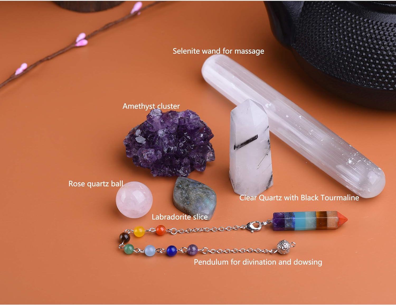 AMOYSTONE 13 pcs Chakra Crystal Stones Healing Kit Spiritual Metaphysical Reiki Balancing Meditation Energy Work Natural Authentic Stones