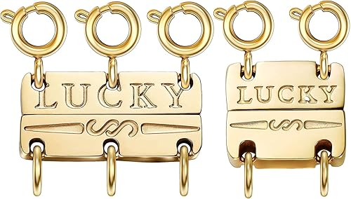 Collar con cierre de capas para mujer, separadores de joyas de oro de 18 quilates y plata, cierre magnético de collar múltiple para mujer, aspecto
