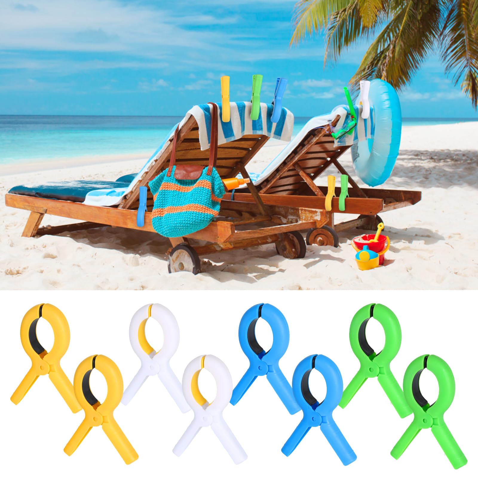 8 sztuk spinaczy do ręczników na leżaki plażowe, duże spinacze do prania w 4 kolorach, spinki do leżaków plażowych, spinki do ręczników do codziennego użytku, ręczniki kąpielowe, pościel, gruba odzież