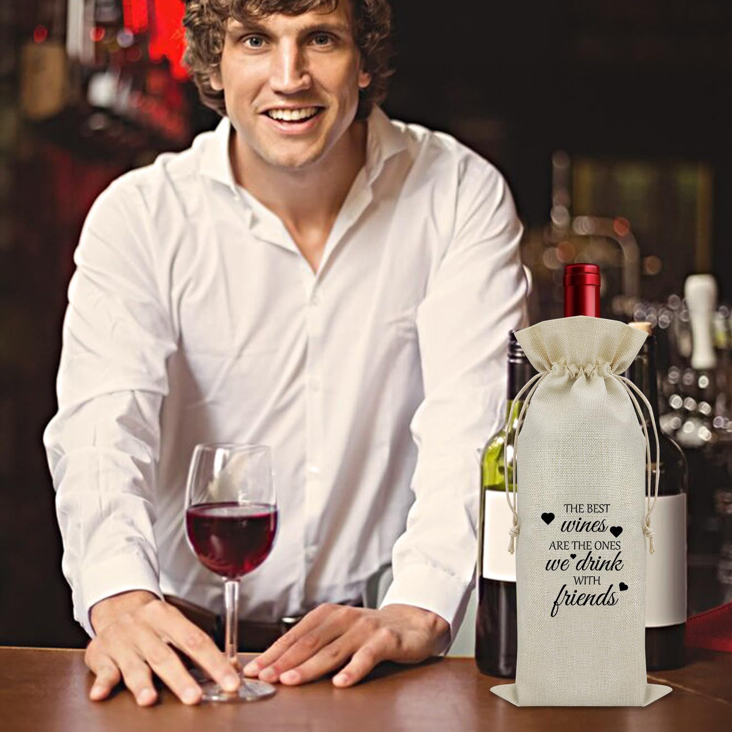 Regalos temáticos de vino para mujeres, amigos, bolsa de vino, regalos divertidos de amistad para hombres, regalos de beber para adultos, bolsa de almacenamiento de botellas de vino, regalos de 2