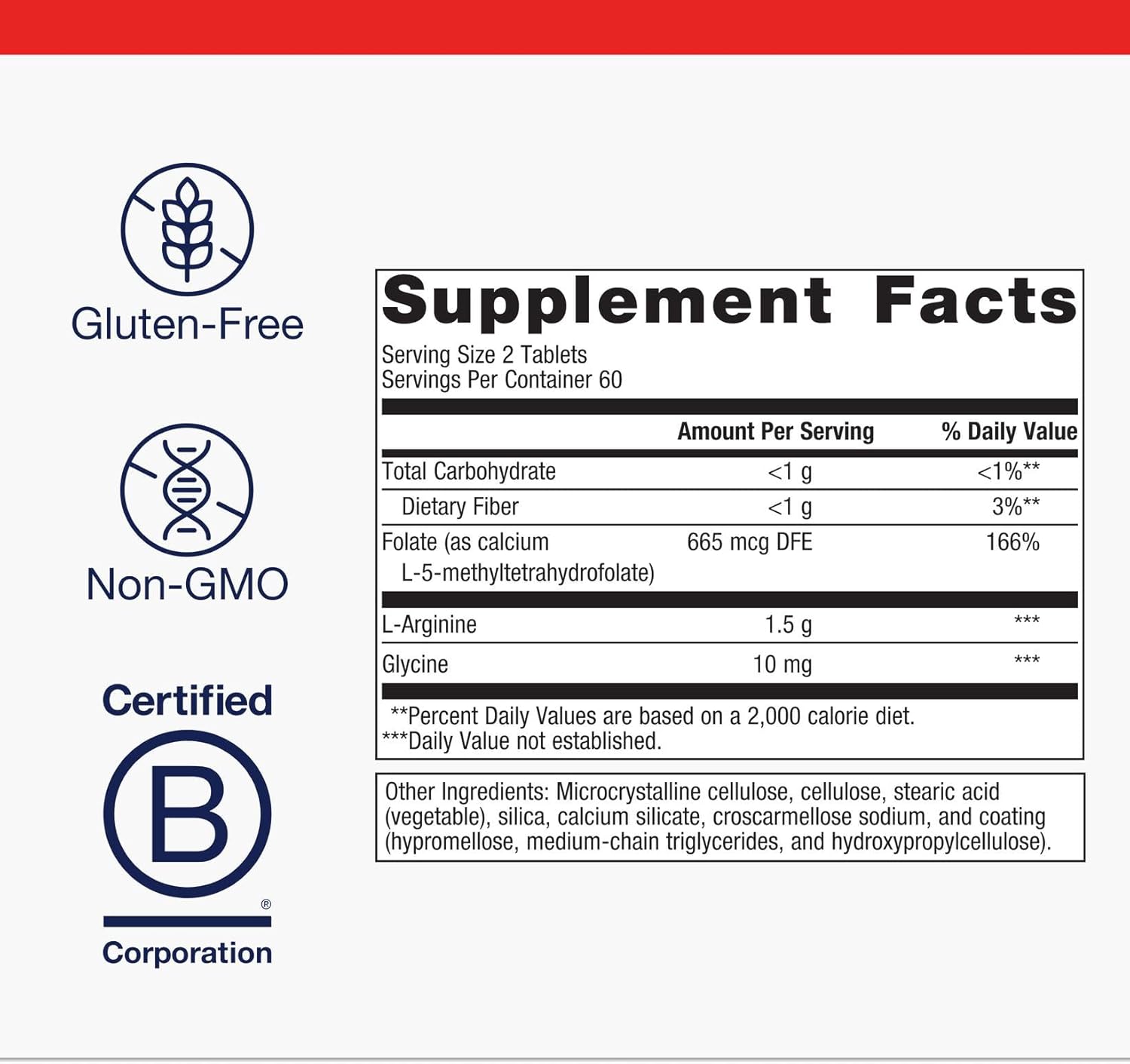 Metagenics Arginine Plus - 1.5 g L‑Arginine with Methyl Folate (L‑5‑MTHF) - Supports Healthy Blood Flow, Circulation & Heart Health - Non‑GMO, Gluten‑Free, Vegetarian - 120 Tablets - Image 4