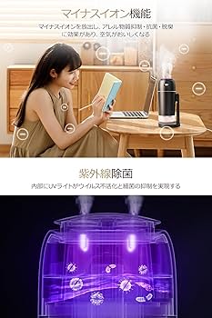 Amazon.co.jp: 加湿器 卓上 小型 500mL 【UVライト除菌&マイナス