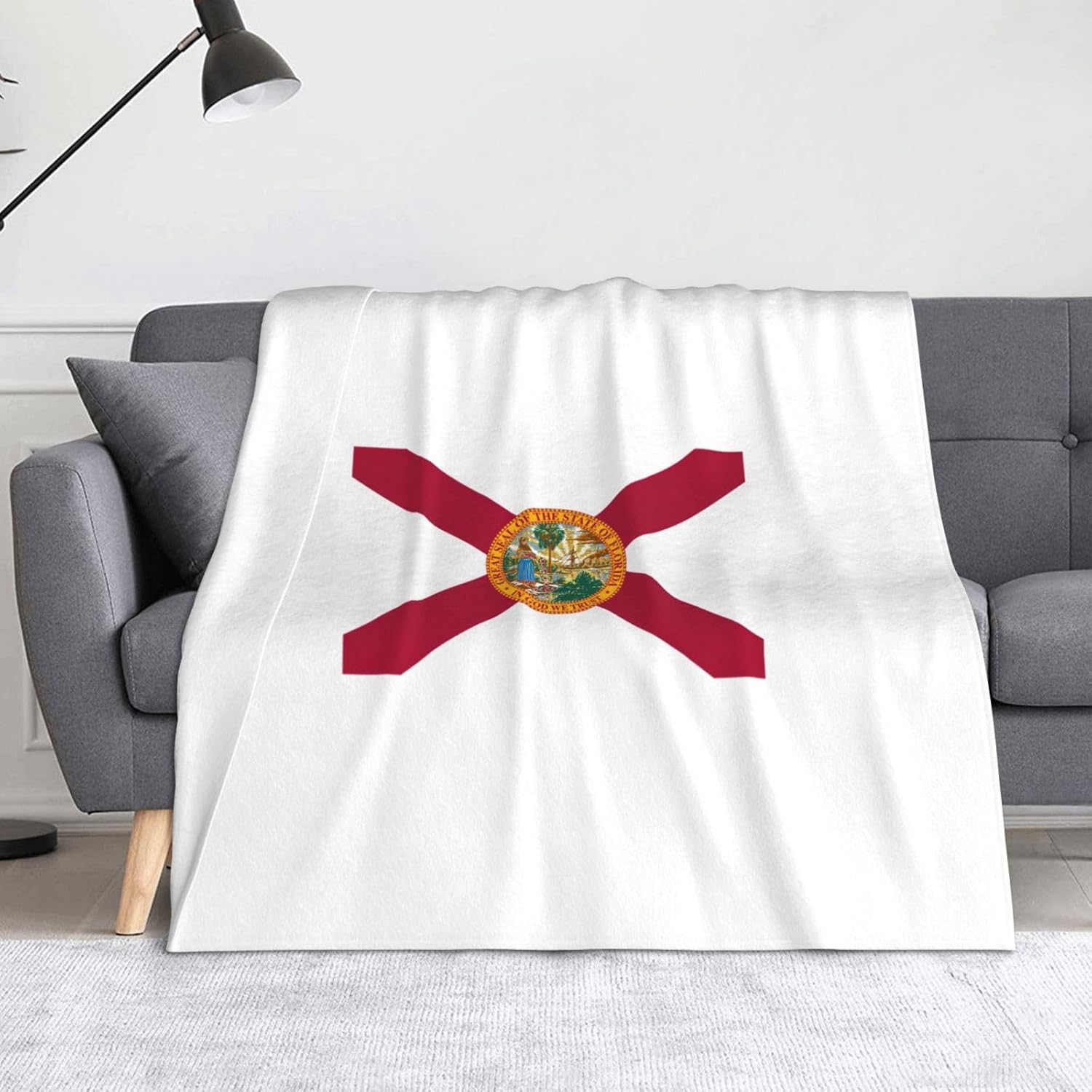 Flag of Florida Print Cozy Soft Blankets Warm 50x60 in Lightweight Blanket for Camping Travel