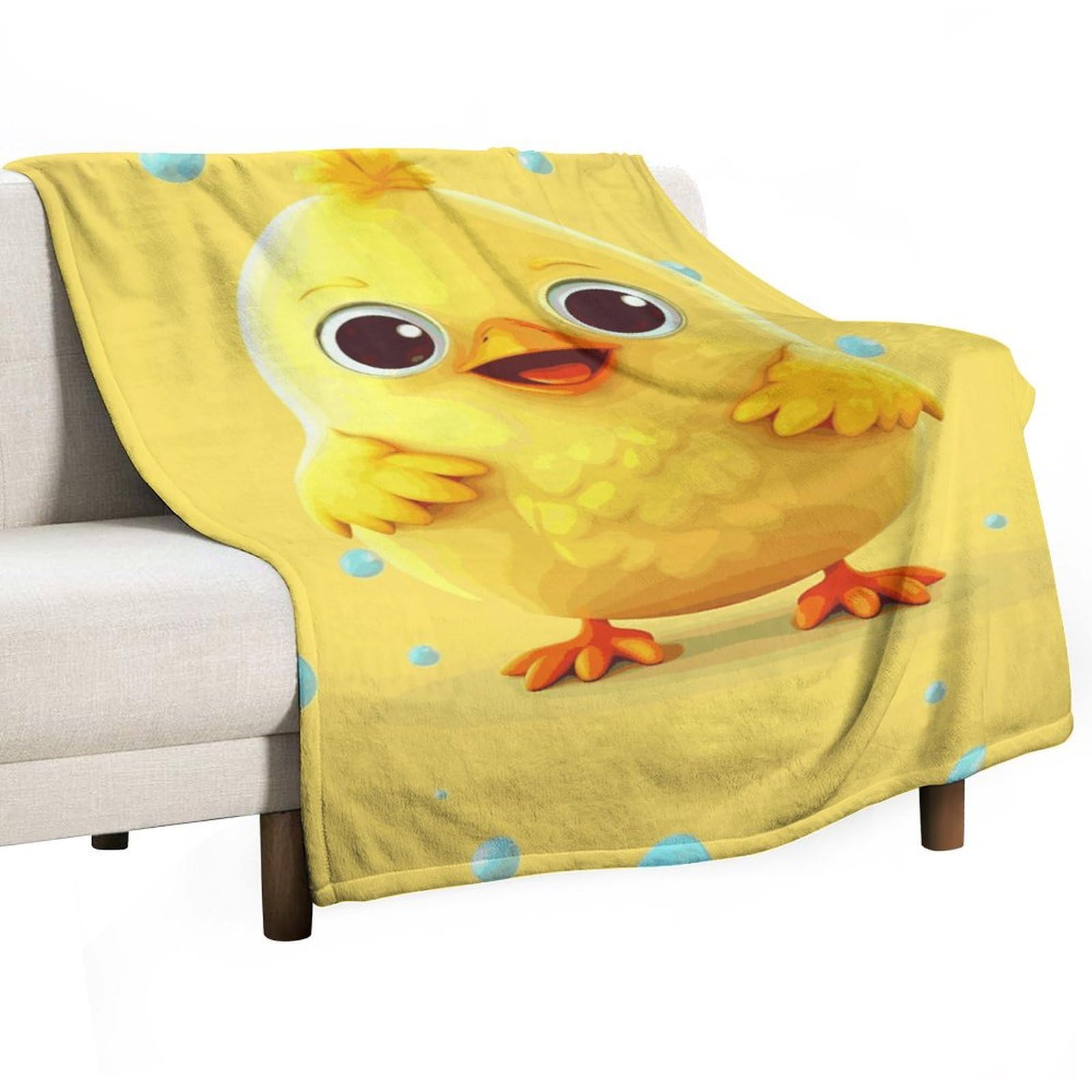 Couverture polaire chaude lit canapé toutes saisons plaid poule jaune