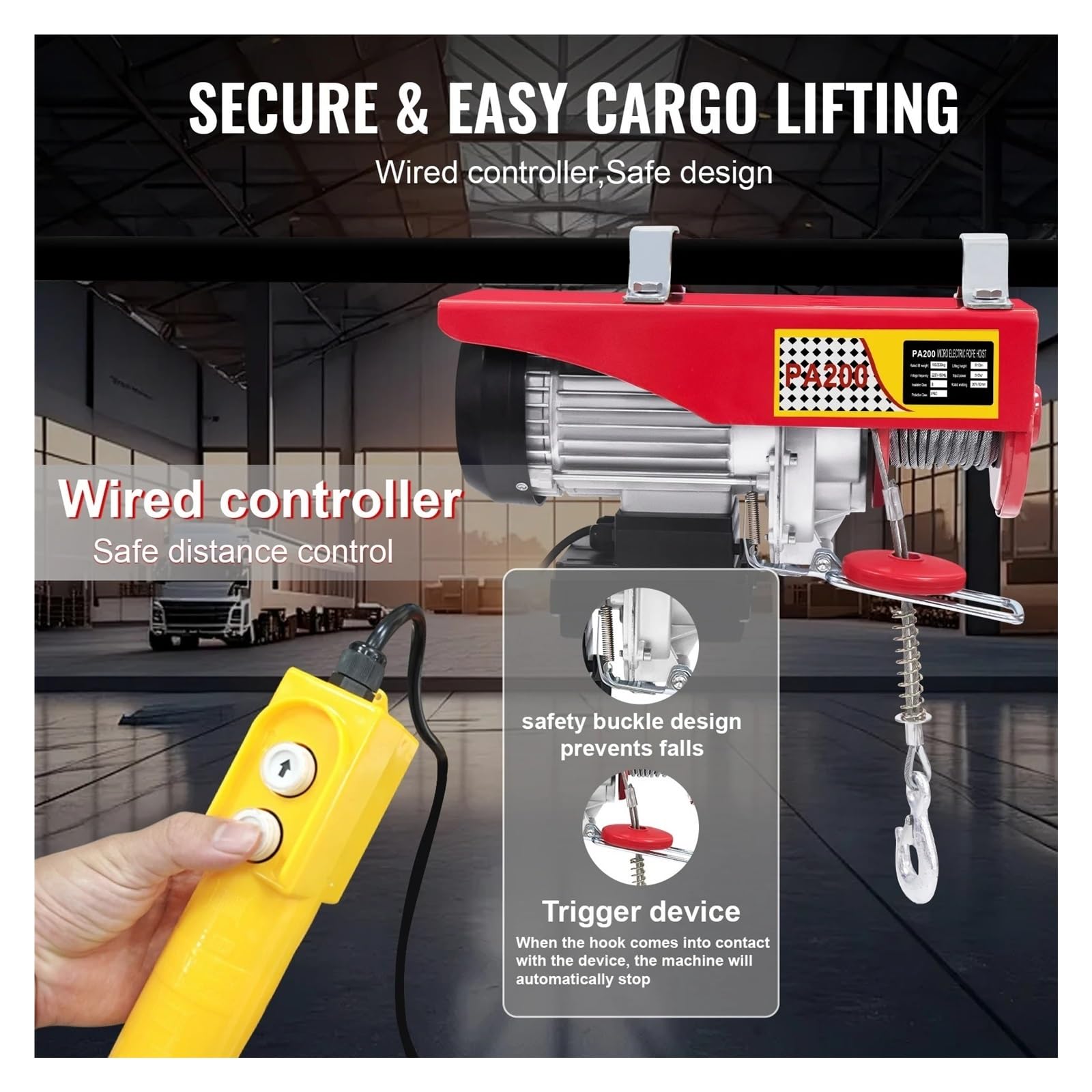 Grúa Eléctrica Portátil Para El Hogar Con Cabrestante De Cuerda 440LBS-2200LBS Control Inalámbrico/cableado Polipasto Cabrestante Eléctrico