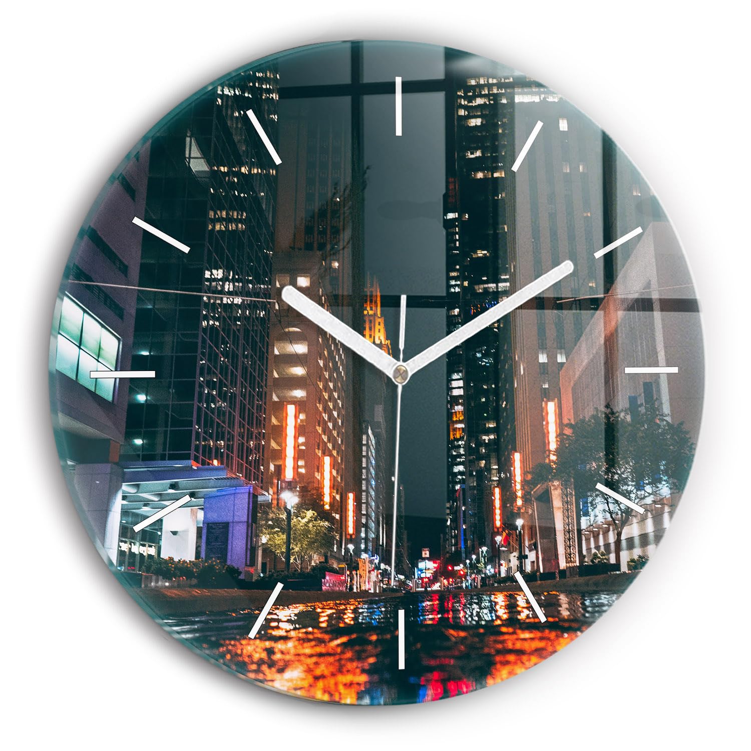 Horloge en verre 30 cm Wallfluent au mécanisme silencieux et style élégant pour hôtel