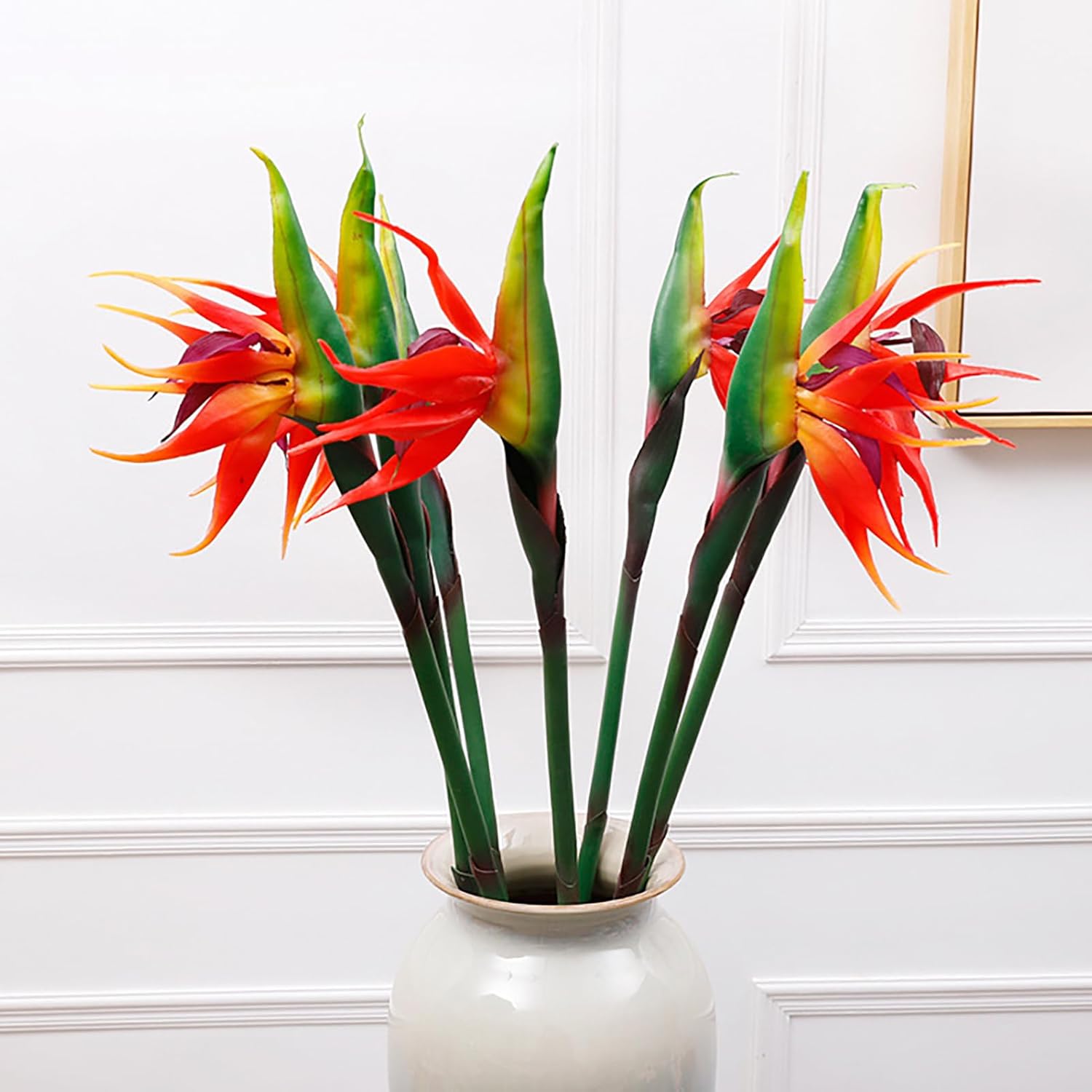 Realistic Artificial Flowers Bird of Paradise Plant, Premium Indoor Decorative Flowers, Artificial Plants & Flowers Collection,Flowers Bird of Paradise Plant Artificia (Red)