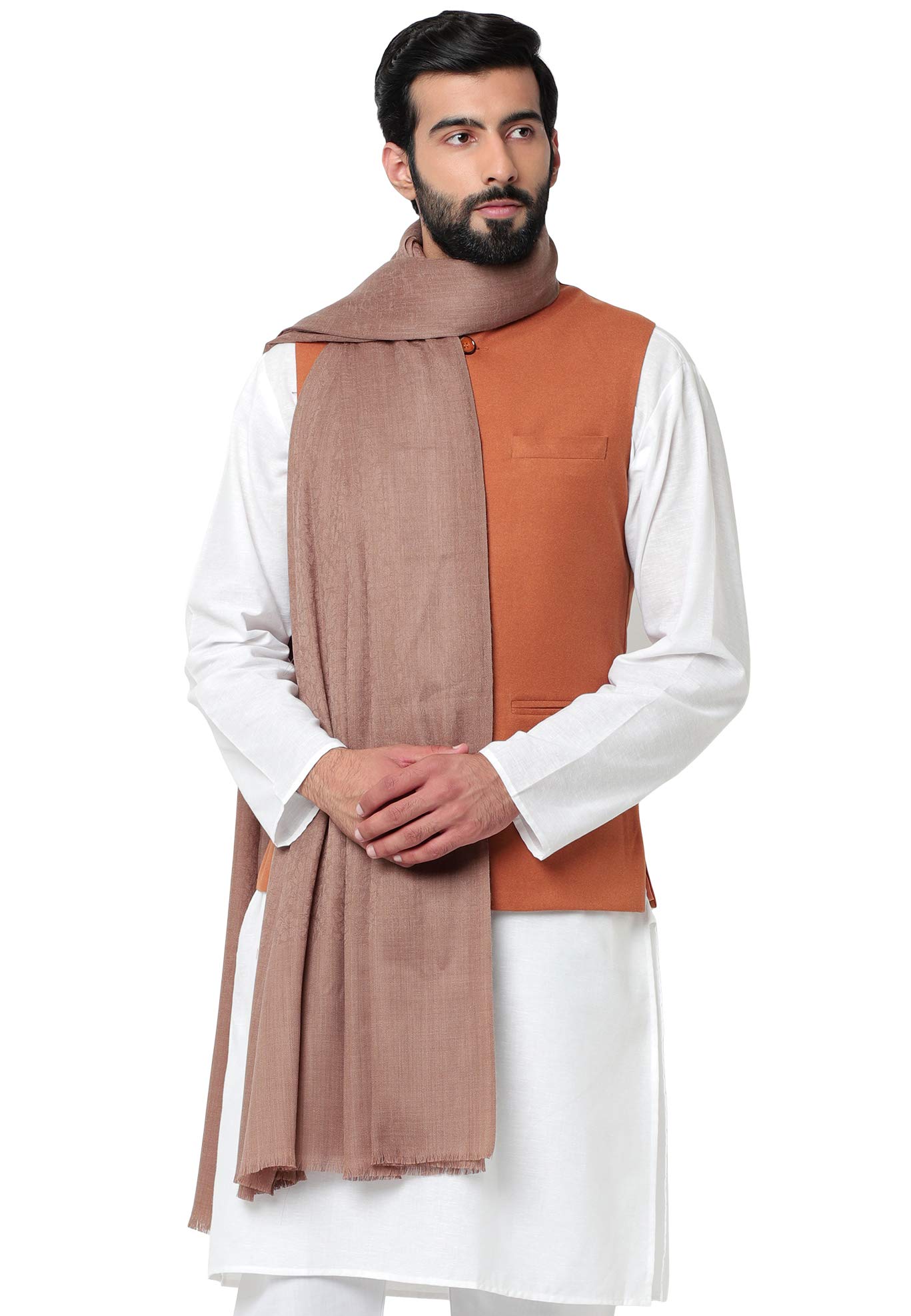 Men's Plain Self Design Pure Wool Lohi/Woollen Shawl [50" X 100"]-image-15