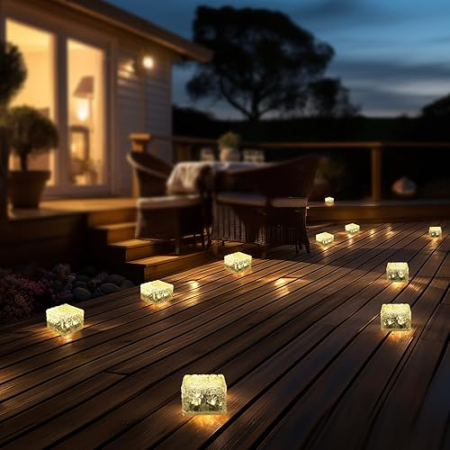 Miniatura 4 de Luces solares de ladrillo para exteriores, luces solares para patio, luz solar de ladrillo para camino, paquete de 6 luces LED, decoración de jardín