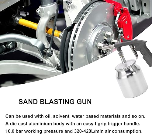 Miniatura 7 de Kit de pistola de chorro de arena, pistola de arena de aire de alta presión de 10.0 bares, herramienta de pistola de pulverización de chorro de