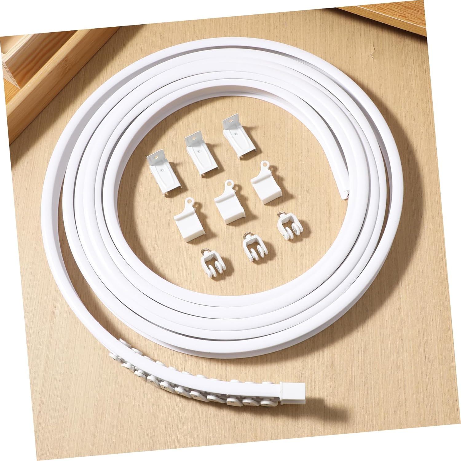 Luxshiny 1set Flexible Curtain Track Secure Clamps Bendable Design for Custom Window Configurations Easy Installation for Home Use