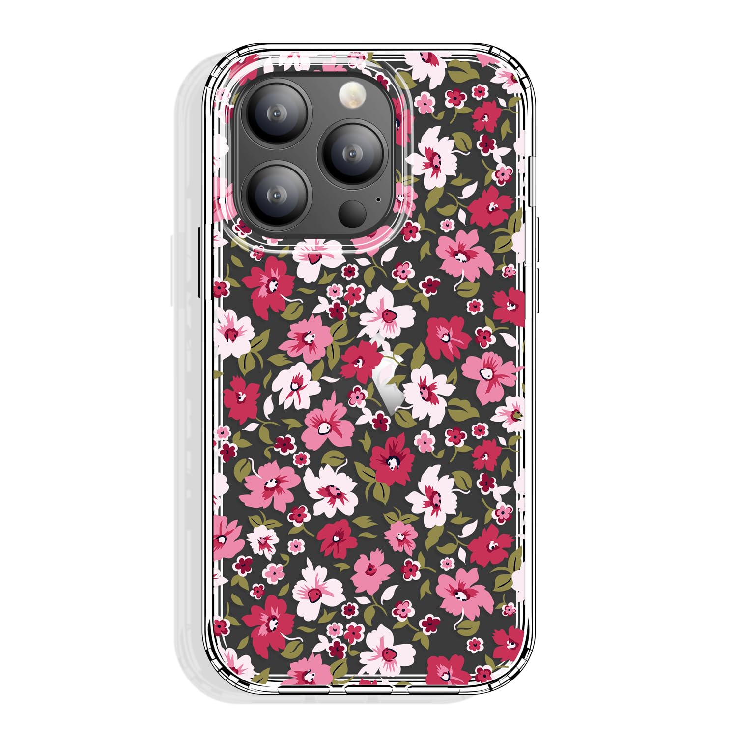 GYZYA for iPhone 15 Pro Case Clear 6.1 Inch with Pattern Design, Protective Slim TPU Cover + Shockproof Bumper for Women and Girls (Pink Floral)