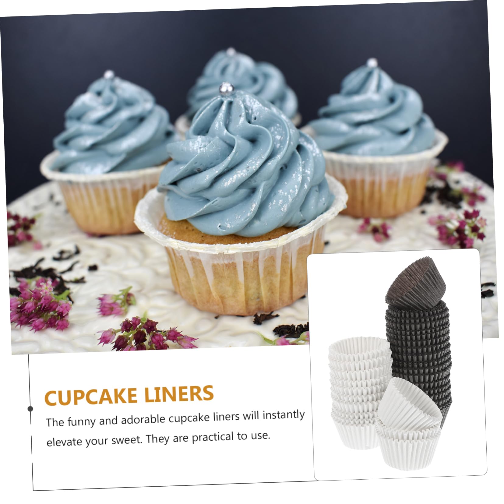 Capacillos de Papel para Cupcakes 1000 Piezas de Papel | Antigrasa, Textura Resistente, Aptos para Hornear, Uso en Bodas Caramelos