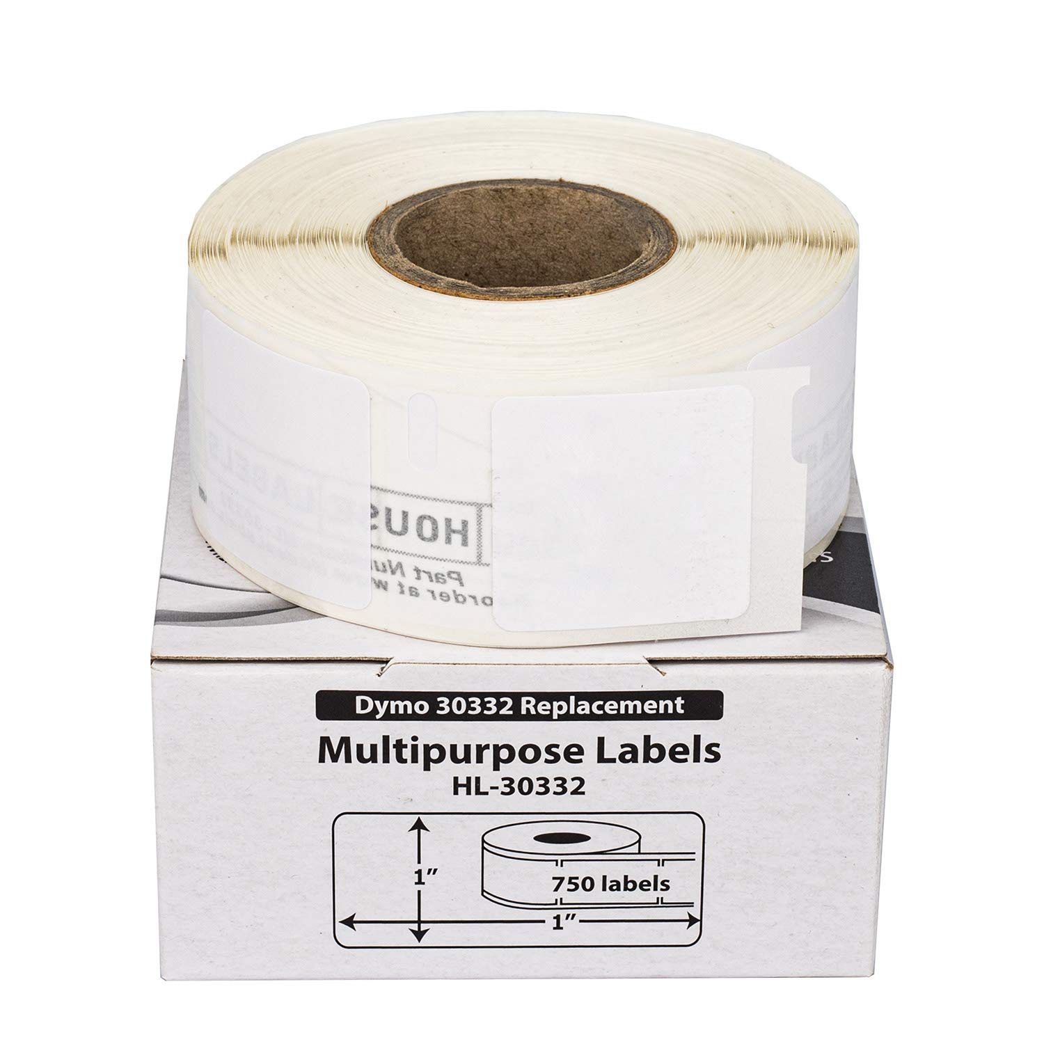 HOUSELABELS Compatible DYMO 30332 Multipurpose Labels (1" x 1"), Strong Permanent Adhesive, Compatible with DYMO LW 450, 4XL, Rollo & Zebra Desktop Printers, 6 Rolls /4500 Labels